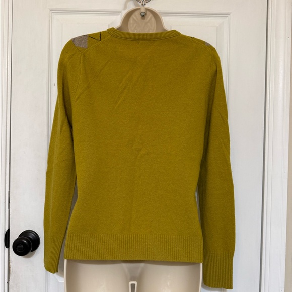J.Crew Factory Argyle Cardigan Sweater Mustard Yellow Preppy XS - Picture 3 of 5